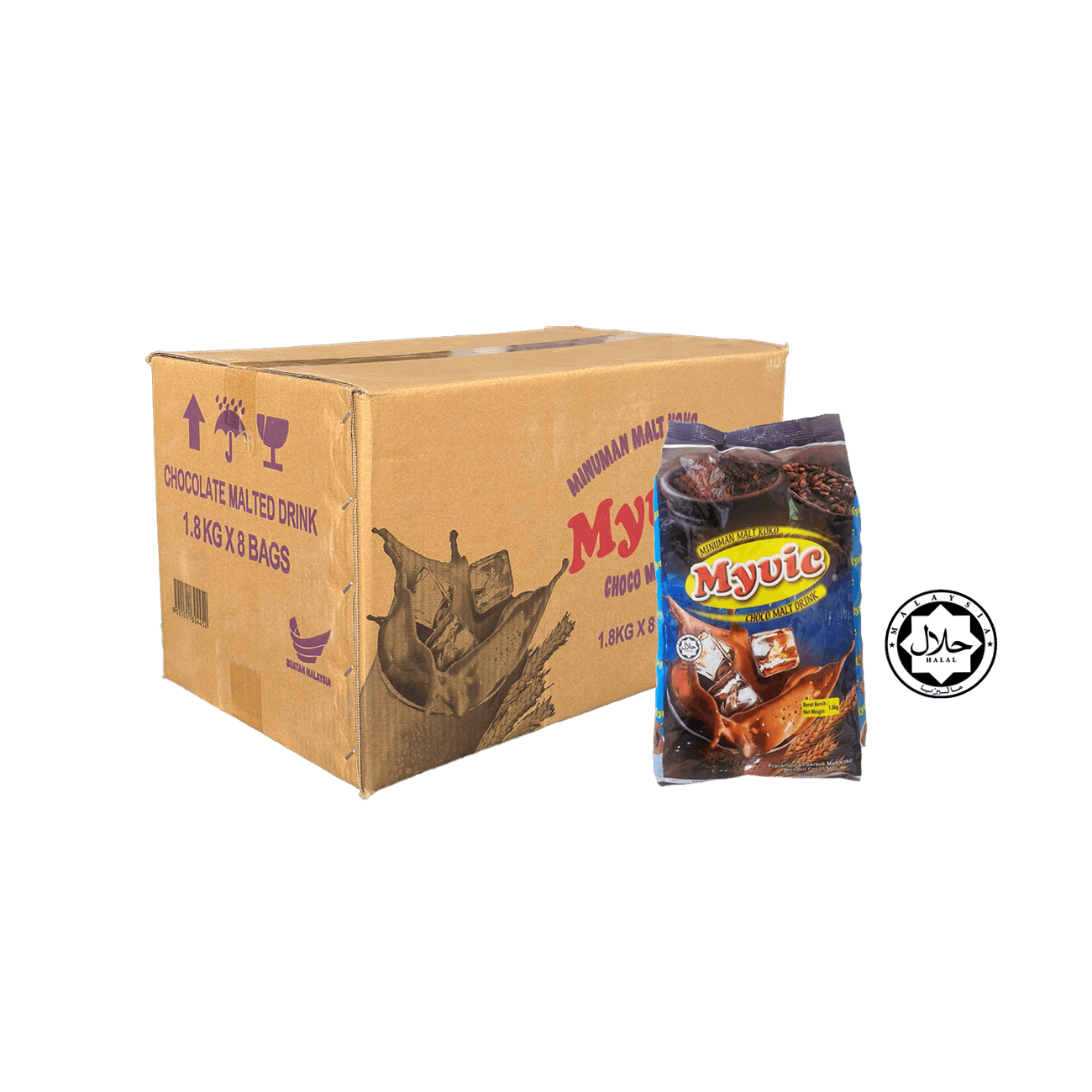 1.8Kg x 8 Myvic Chocolate Malted Drink Softpack 1